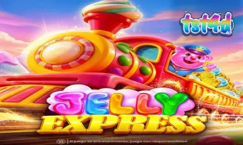 Tampilan visual ceria dari slot Jelly Express dengan tema permen dan kereta api
